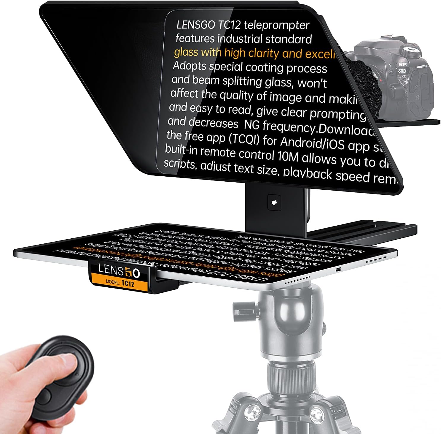 LENSGO 12.9ft' Aluminum Teleprompter for iPad and DSLR Cameras
