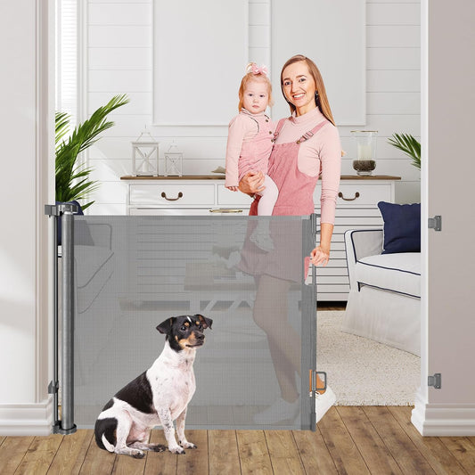 Retractable Baby Gate for Doorways - 33 Inch Tall, 60 Inch Wide