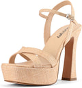 Platform Heels for Women Chunky High Heel Sandals - Raffia 12cm