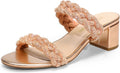 Women's Two Braided Strap Low Heels Sandals - Comfortable 2.25in