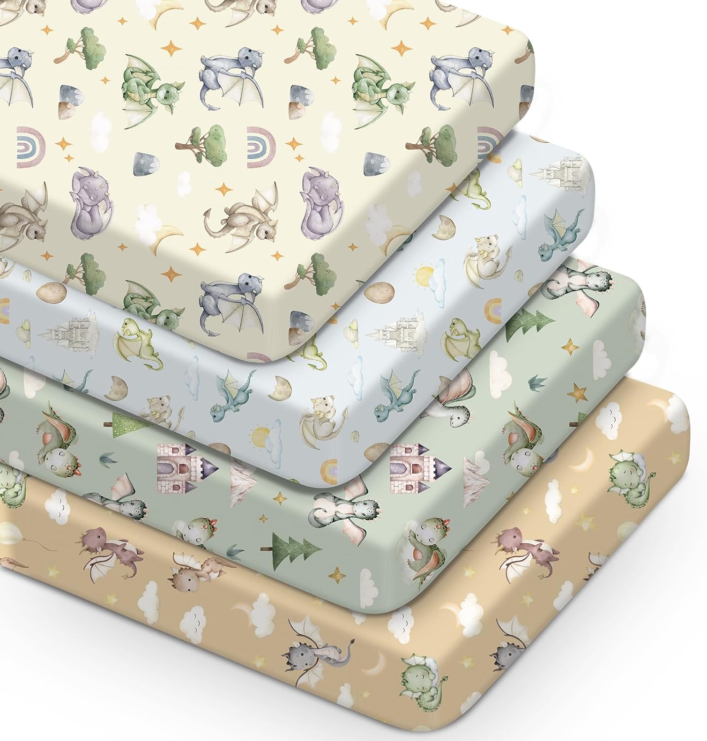 Watercolor Dragon Crib Sheet Set for Newborns and Toddlers