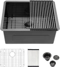 24 x 18 in Black Undermount Laundry Sink NANO PVD - Deep Utility Basin