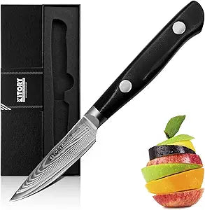 Kitory Damascus Paring Knife - 3 inch Fruit Knife for Precision