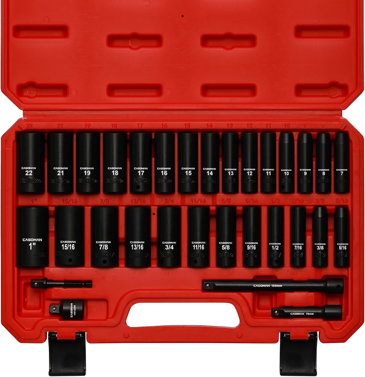 3/8-Inch Deep Impact Socket Set with Heavy Duty Storage Case