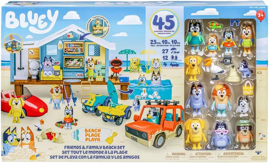 Bluey Friends & Family Beach Set- 45pc Ultimate Mega Set- Large Size!