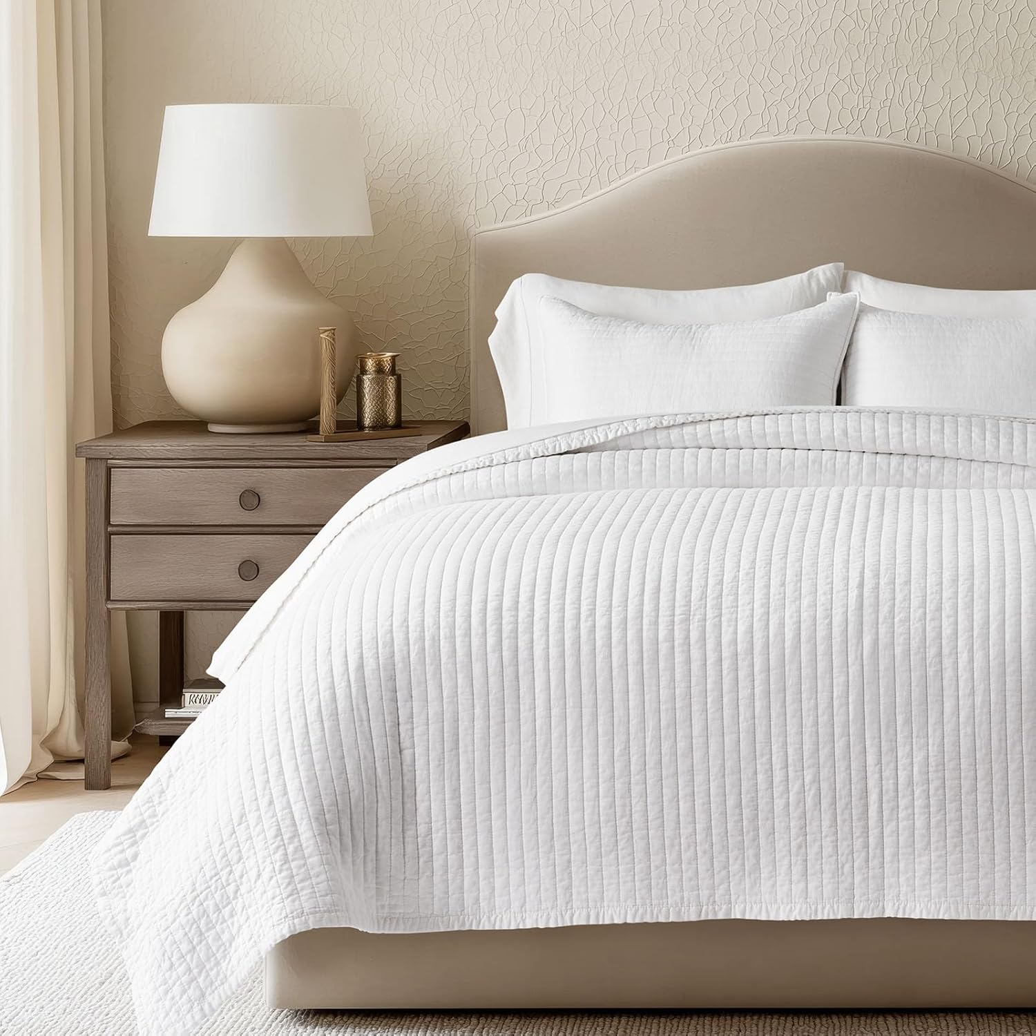 EVERGRACEHOME Cotton Sateen Quilt Set King Size for All Seasons