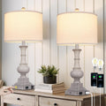 Farmhouse Lamps Set of 2 with USB Ports and Dimmable Touch Control
