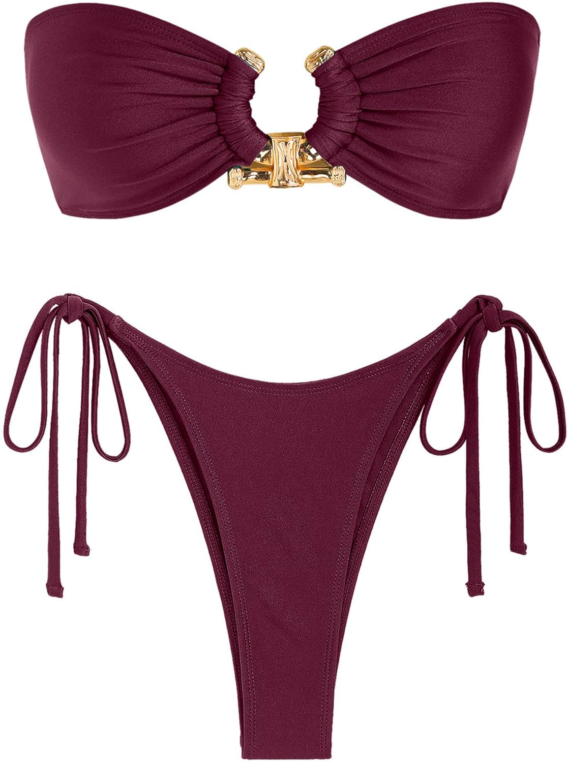 ZAFUL Metal Ring Bandeau Bikini Set for Stylish Beach Days