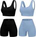 4 Piece Seamless Ribbed High Waist Yoga Set for Women - Supportive Fit