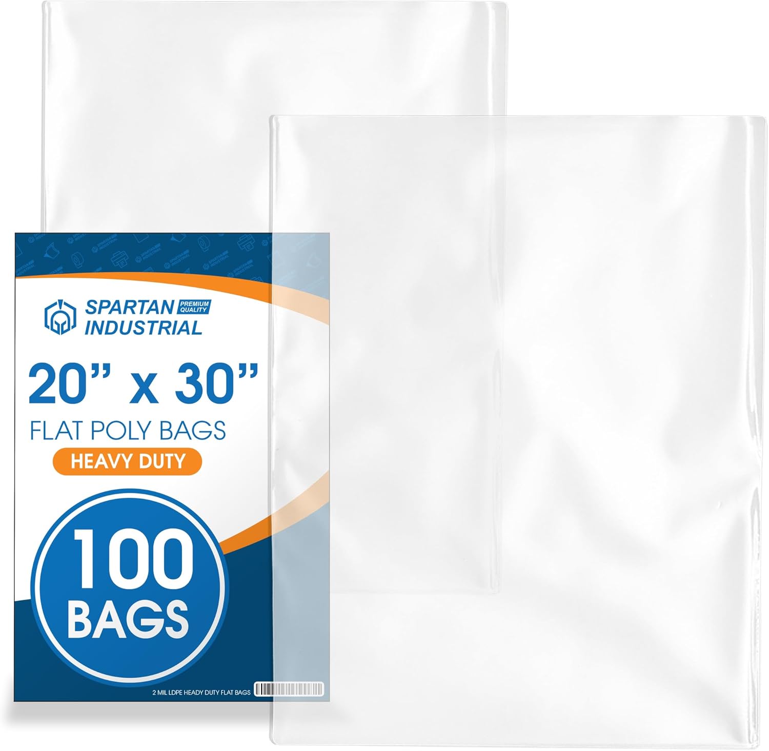 Spartan Industrial 20 X 30 Open-End Flat Poly Bags for Packing