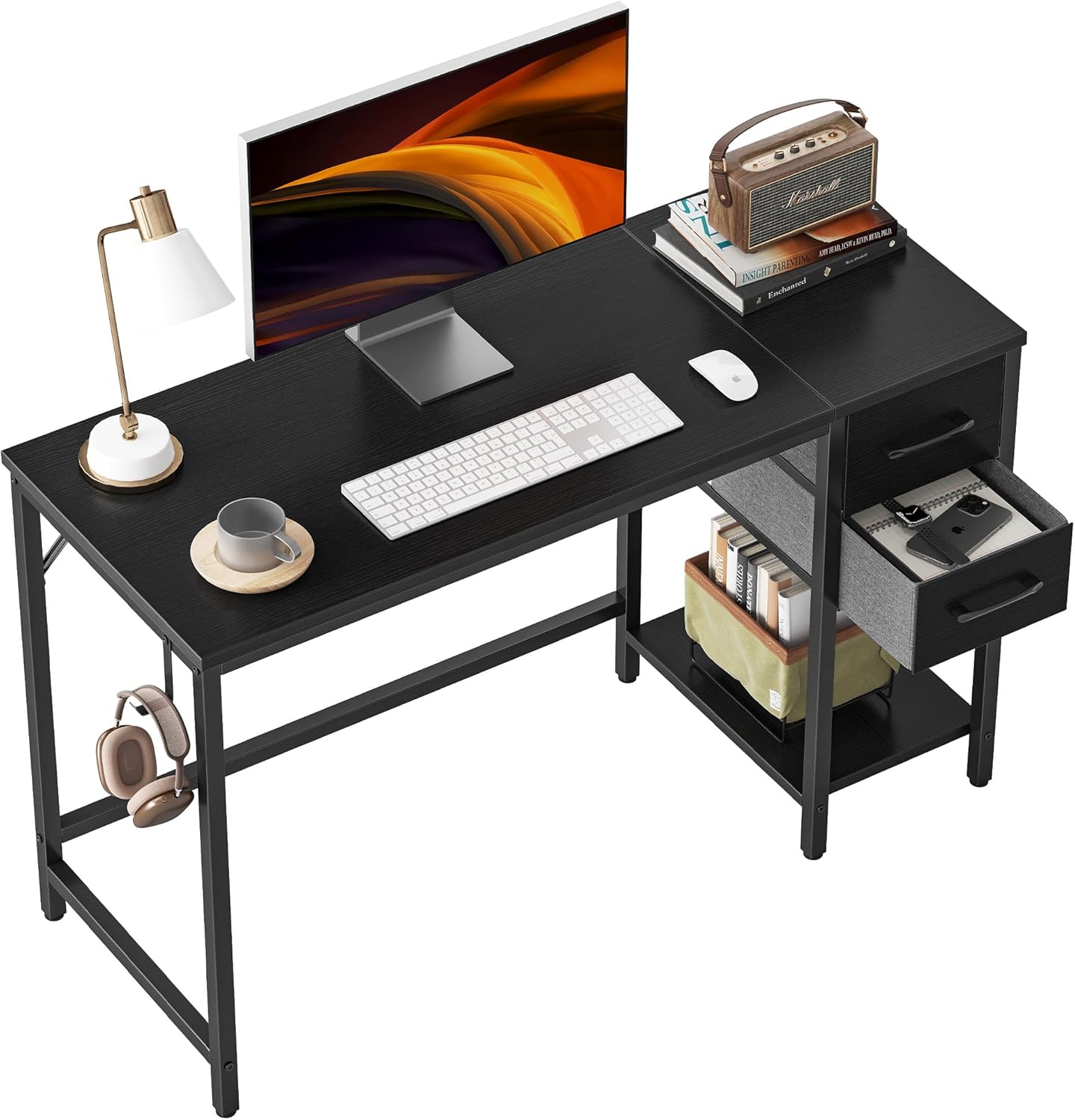 CubiCubi Computer Desk with 2 Drawers for Home Office Use