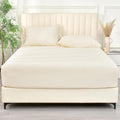 King Size Rayon Bamboo Cooling Fitted Sheet - Cream 16in Deep Pocket