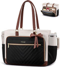 Teacher Tote Bag for Women - Quilted Work Laptop Bag with Cup Holder