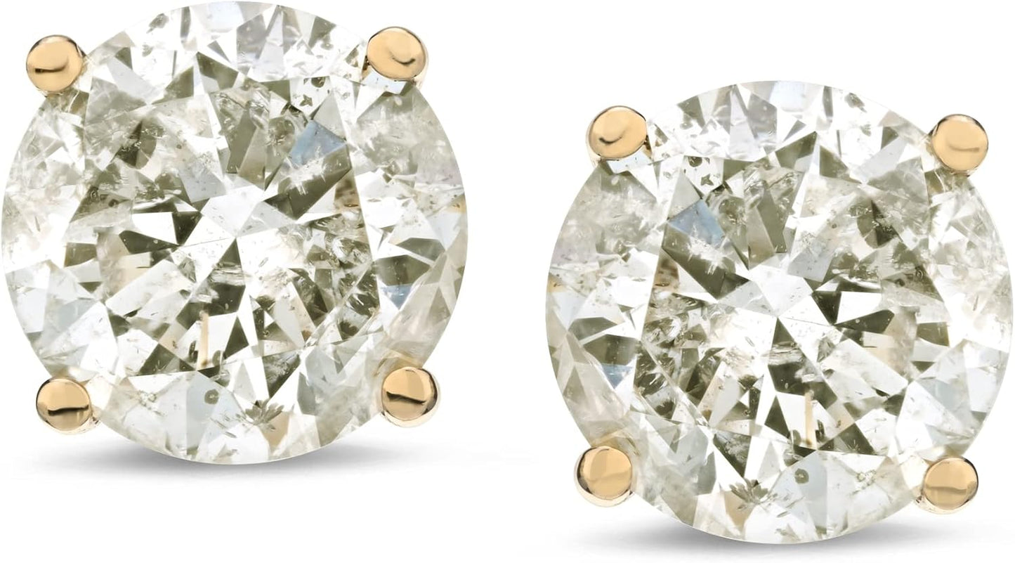14K Gold Round-Cut Diamond Stud Earrings for Everyday Elegance