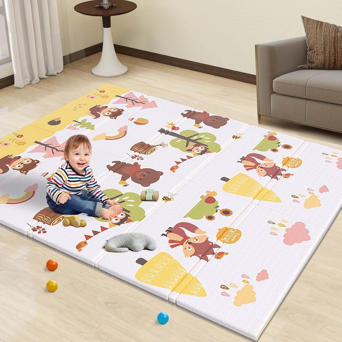 Foldable Double-Sided Baby Play Mat by Bipeoo 