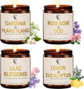 28oz Scented Candles Set 4Pack - Long Lasting Floral Soy Candles