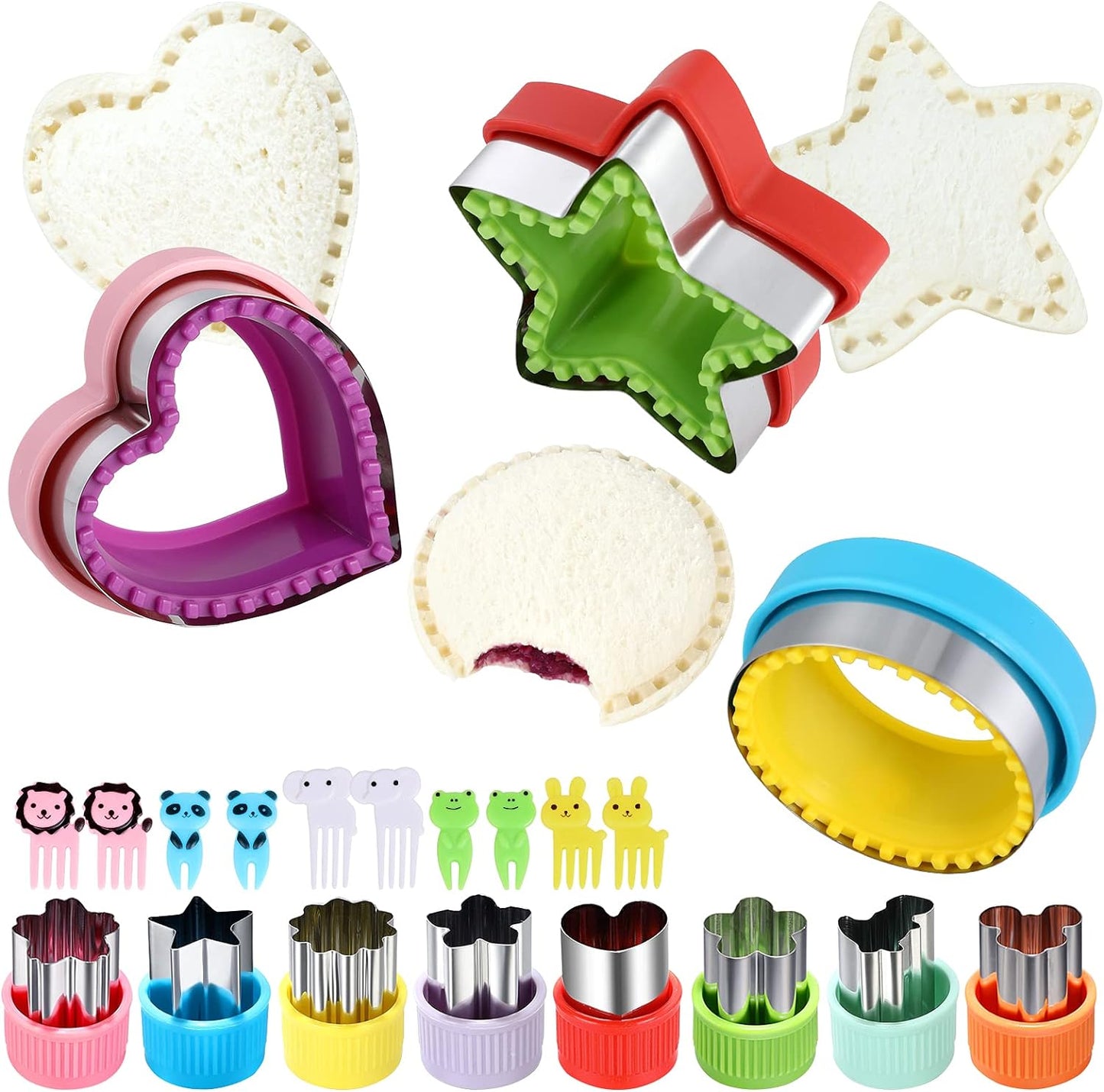 Kid-Friendly Sandwich Maker Set: 3 Unique Shapes + 8 Mini Cutters by MUYIYAMEI