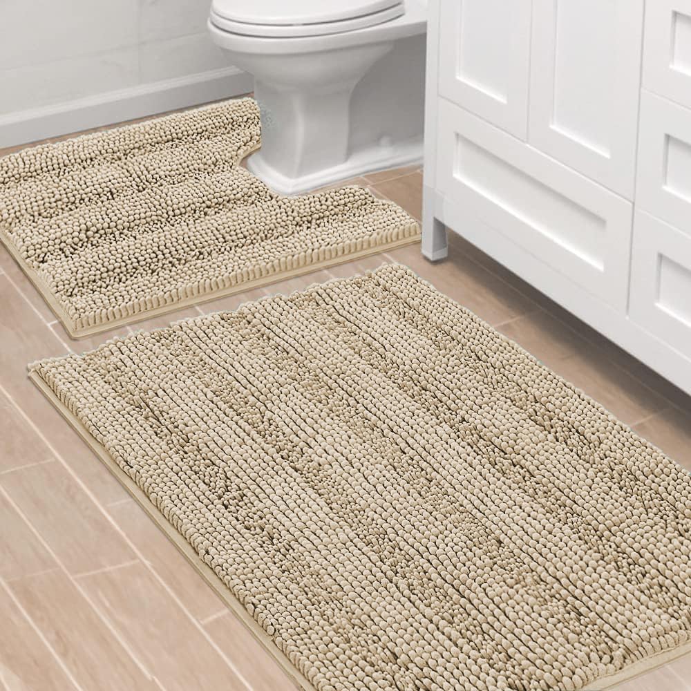 H.VERSAILTEX Bathroom Rug Sets Soft Chenille Non Slip Mats