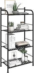 4 Tier Bathroom Storage Open Shelf Unit - Matte Black Corner Rack