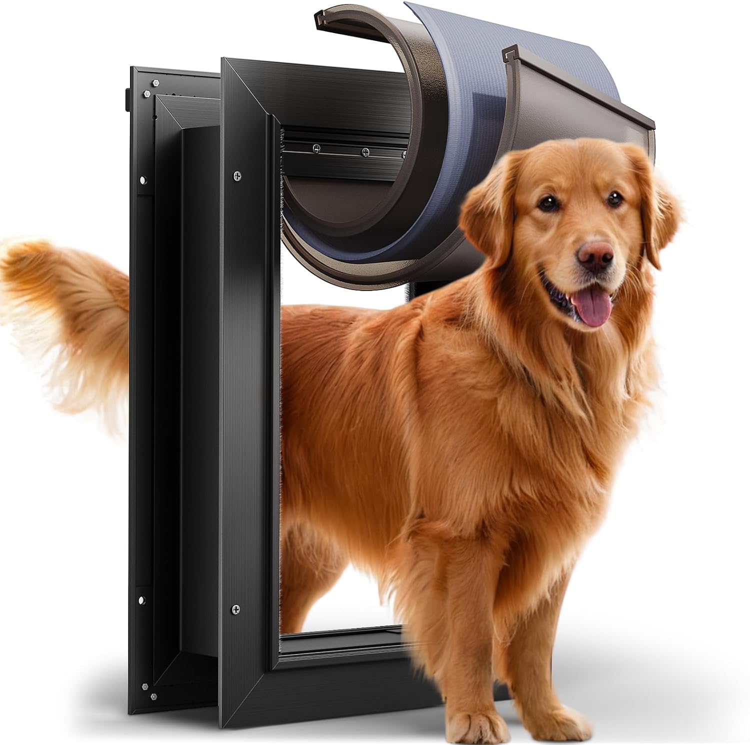3-Flap Dog Door for Large Dogs, Heavy Duty Aluminum Design