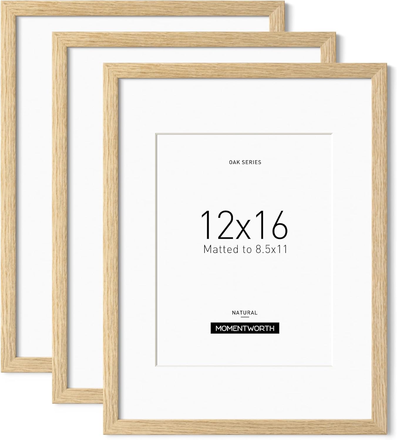 12x16 Picture Frame Set of 3 in Solid Oak for Wall Decor