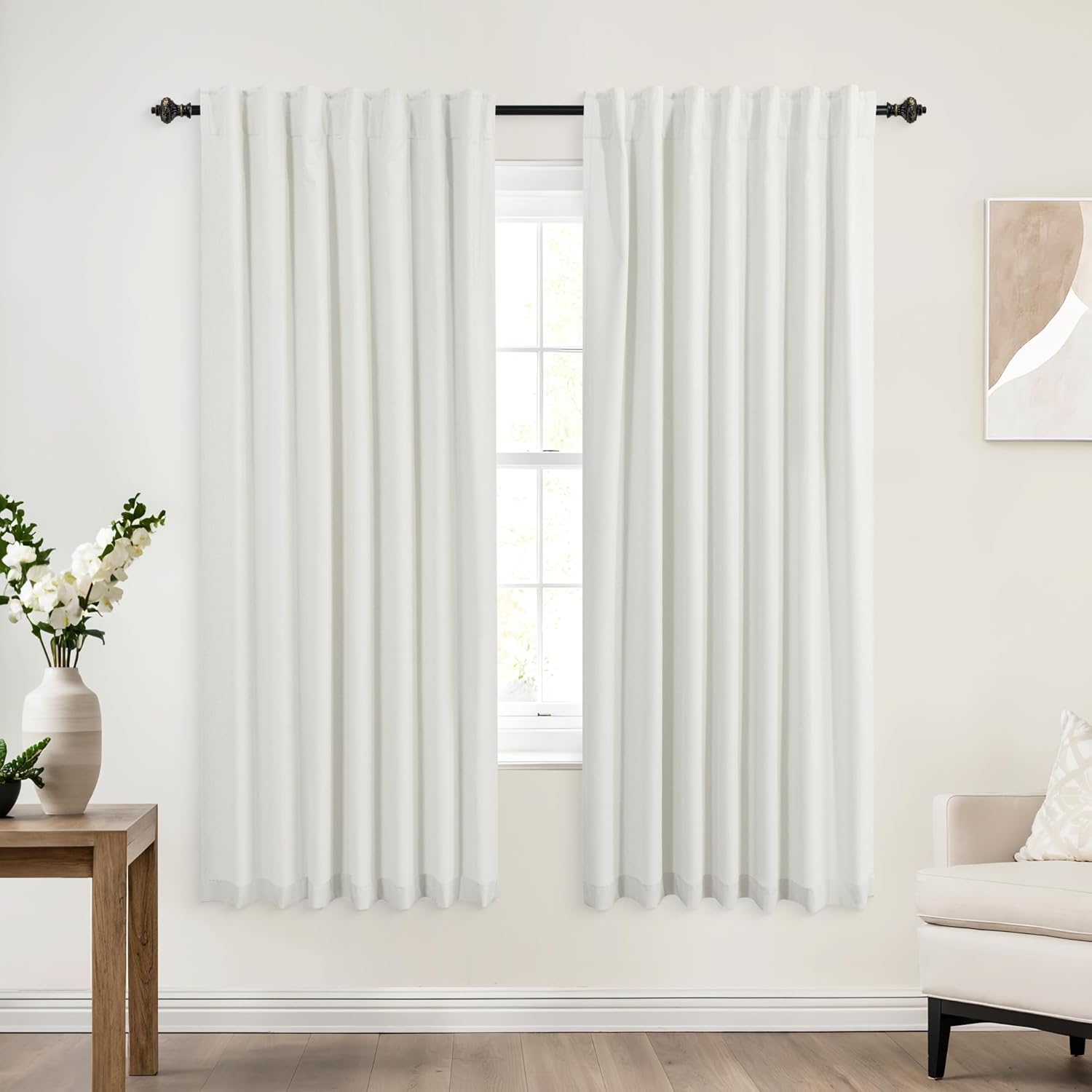 KOUFALL 63 Inch Long Curtains for Bedroom and Living Room