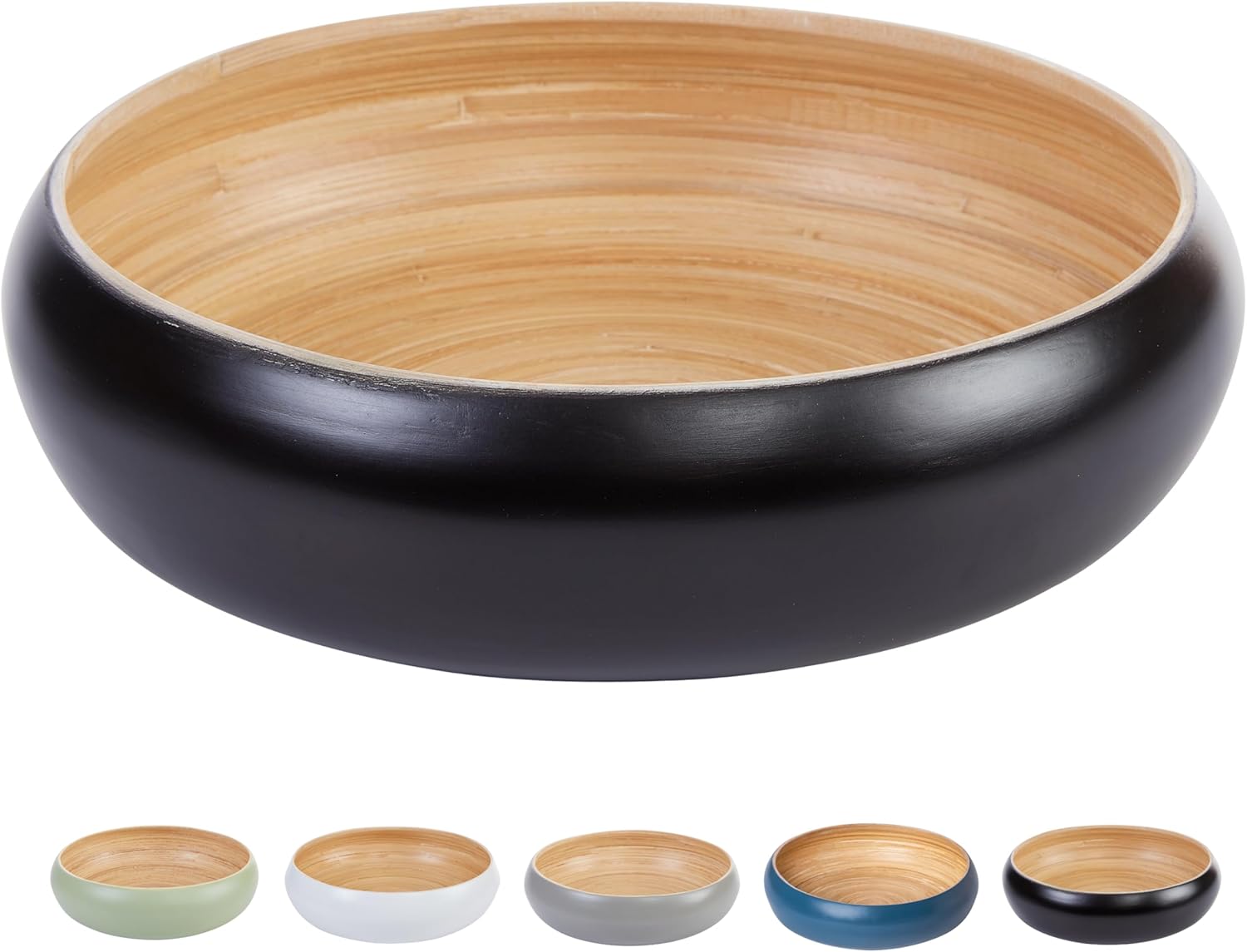 Spun Bamboo Fruit Bowl for Kitchen Counter - Large Decorative Bowl