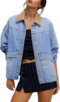 Jean Jacket for Women Oversized Color Block Denim Shacket - EVALESS