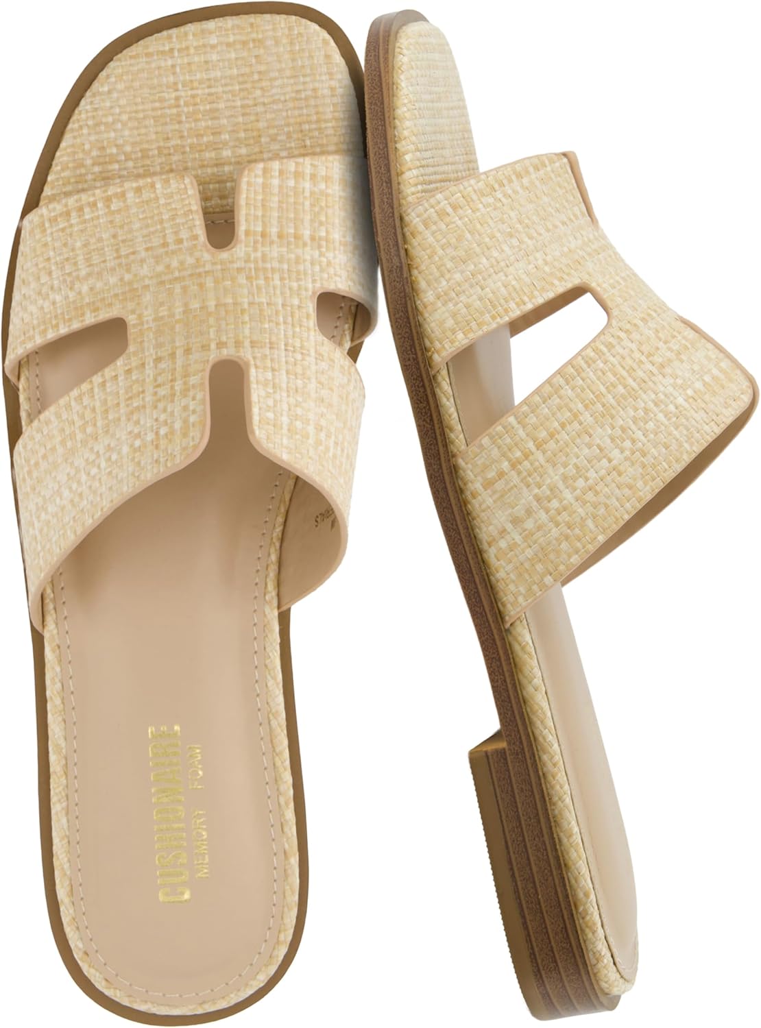 CUSHIONAIRE Voyage Cutout Strap Slides for Women - Trendy Sandals