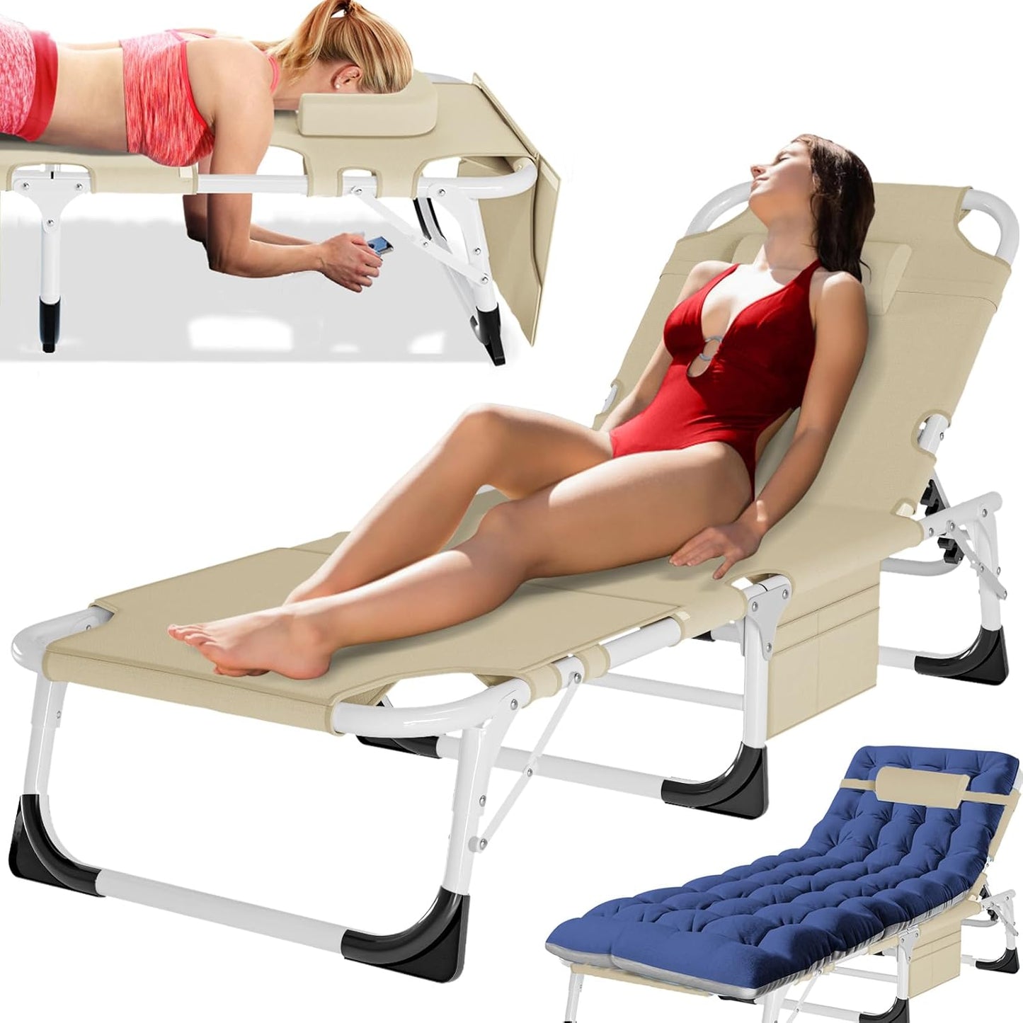 MOPHOTO Tanning Lounge Chair for Ultimate Outdoor Relaxation