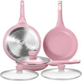 6-Piece Nonstick Frying Pan Set with Lids - Healthy Nonstick Cookware