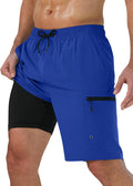 Mens Swim Trunks with Compression Liner Zipper Cargo Pockets - Quick 4