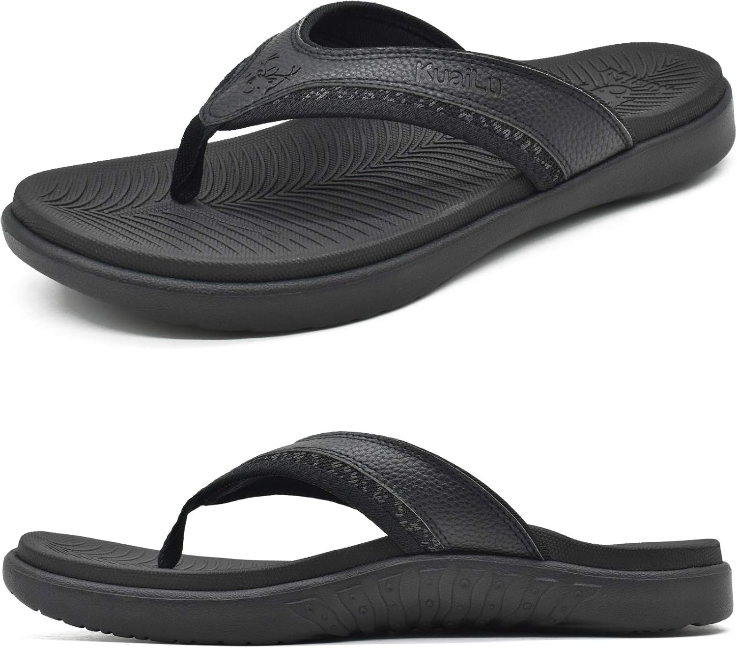 KuaiLu Mens Sport Flip Flops with Arch Support for Comfort