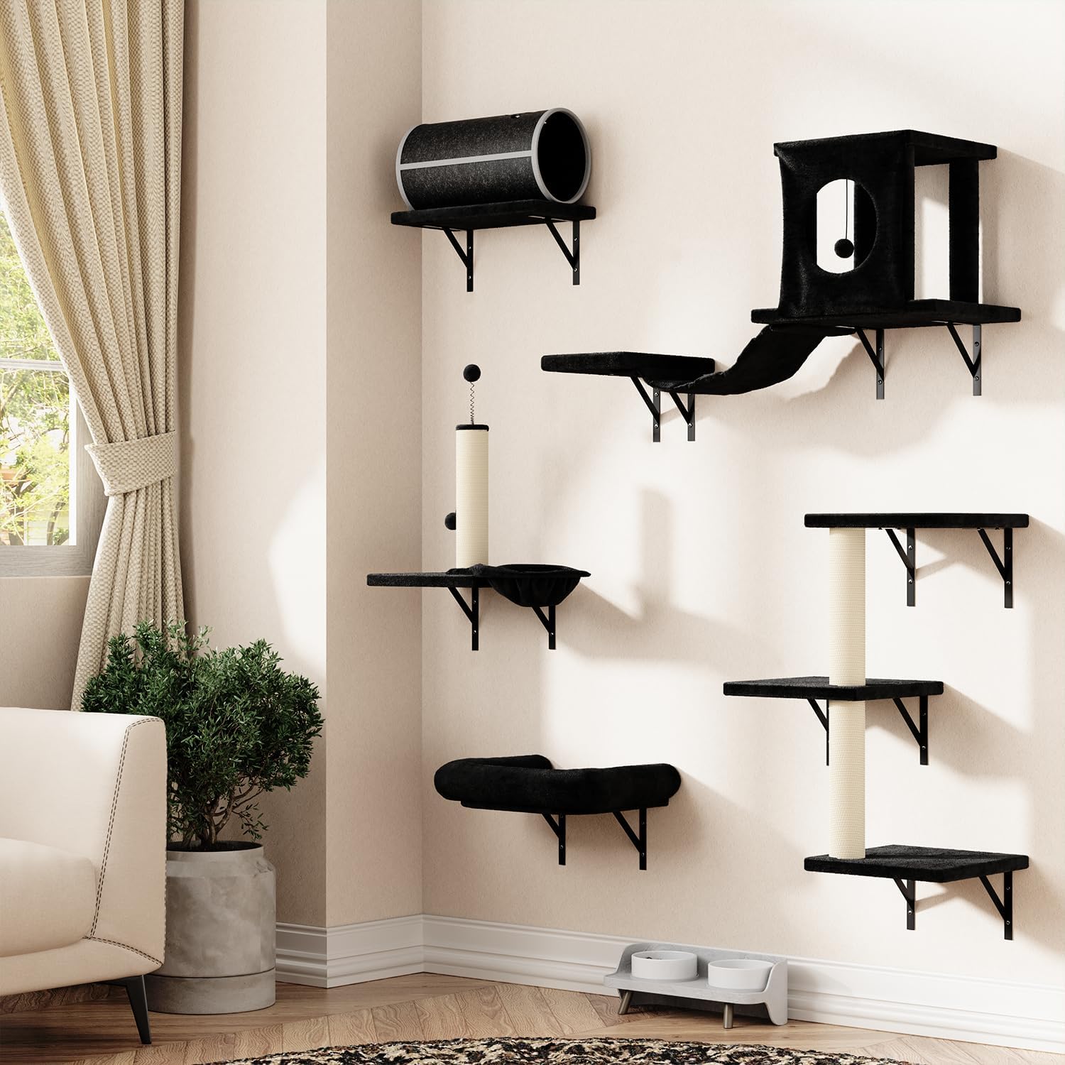 7-in-1 Wall Mounted Cat Climber Set for Indoor Cats