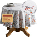 Round Cotton Tablecloth 69 in - Whitish Shabby Chique
