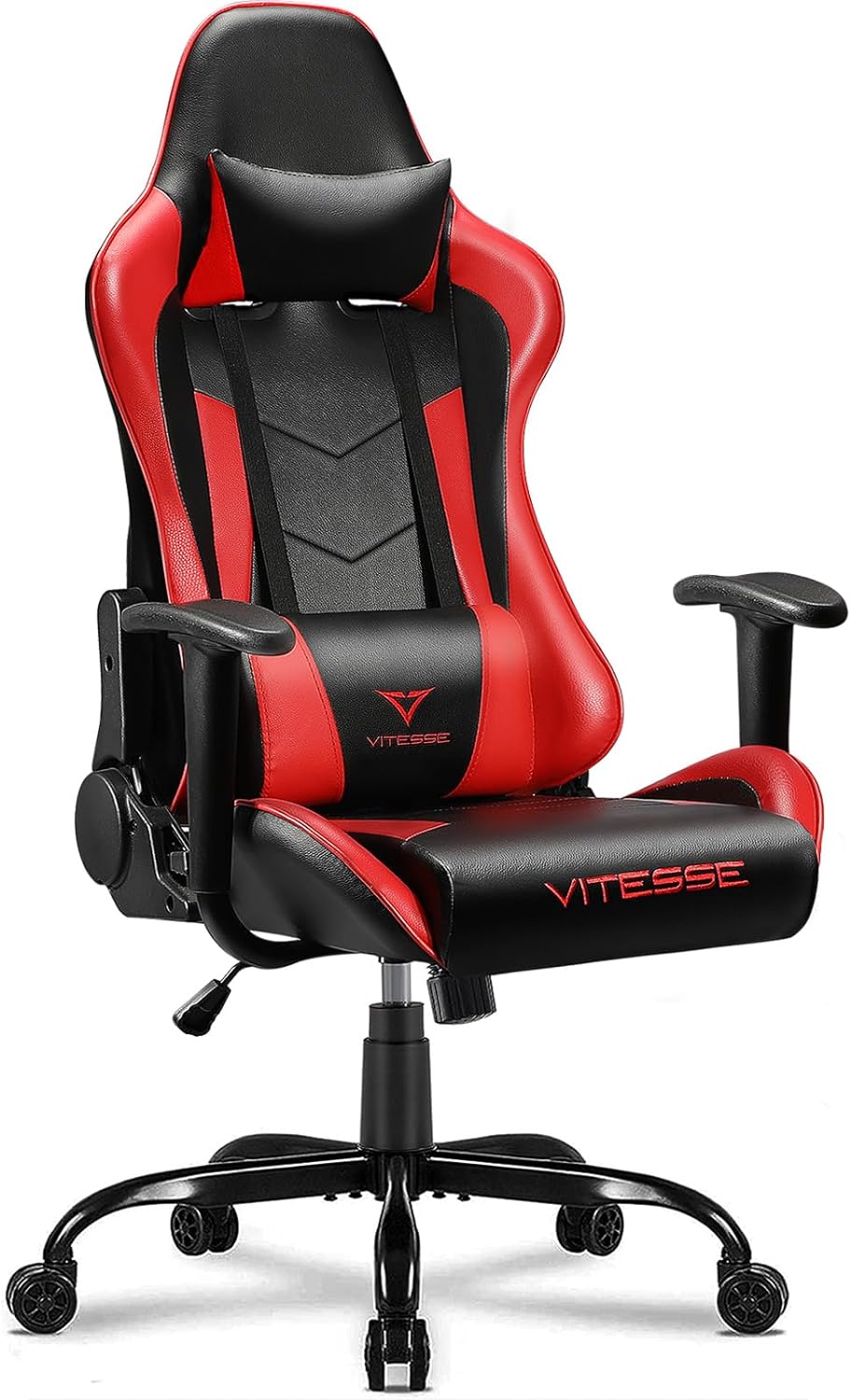 VITESSE Ergonomic Red Gaming Chair: 330lbs Support & Lumbar Headrest