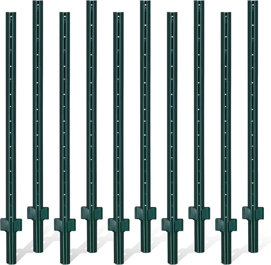 Gtongoko 4 Feet Sturdy Duty Metal Fence Post Pack of 10 for Fencing