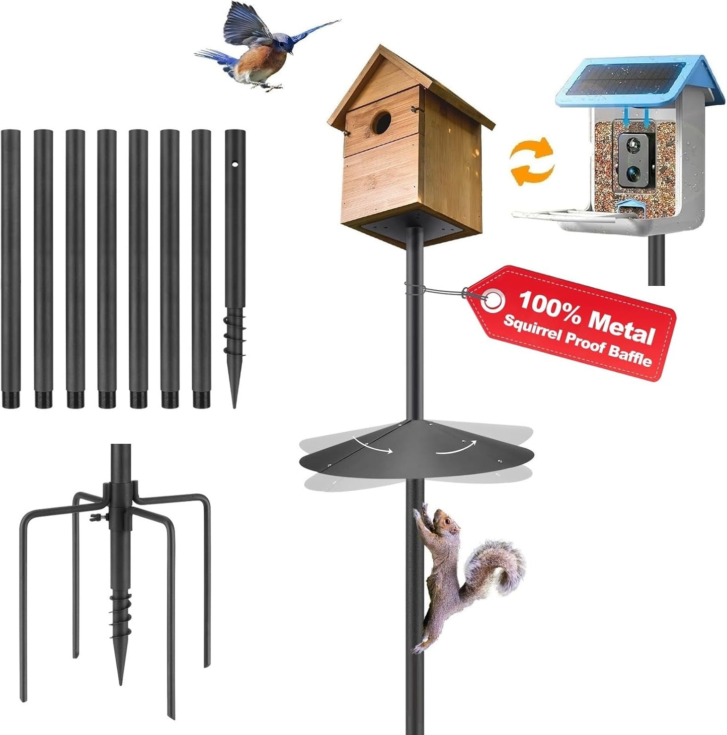 Smart Bird Feeder Pole - Squirrel Proof