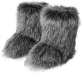 Faux Fur Mid-Calf Boots for Women - Warm Fluffy Snow Boots