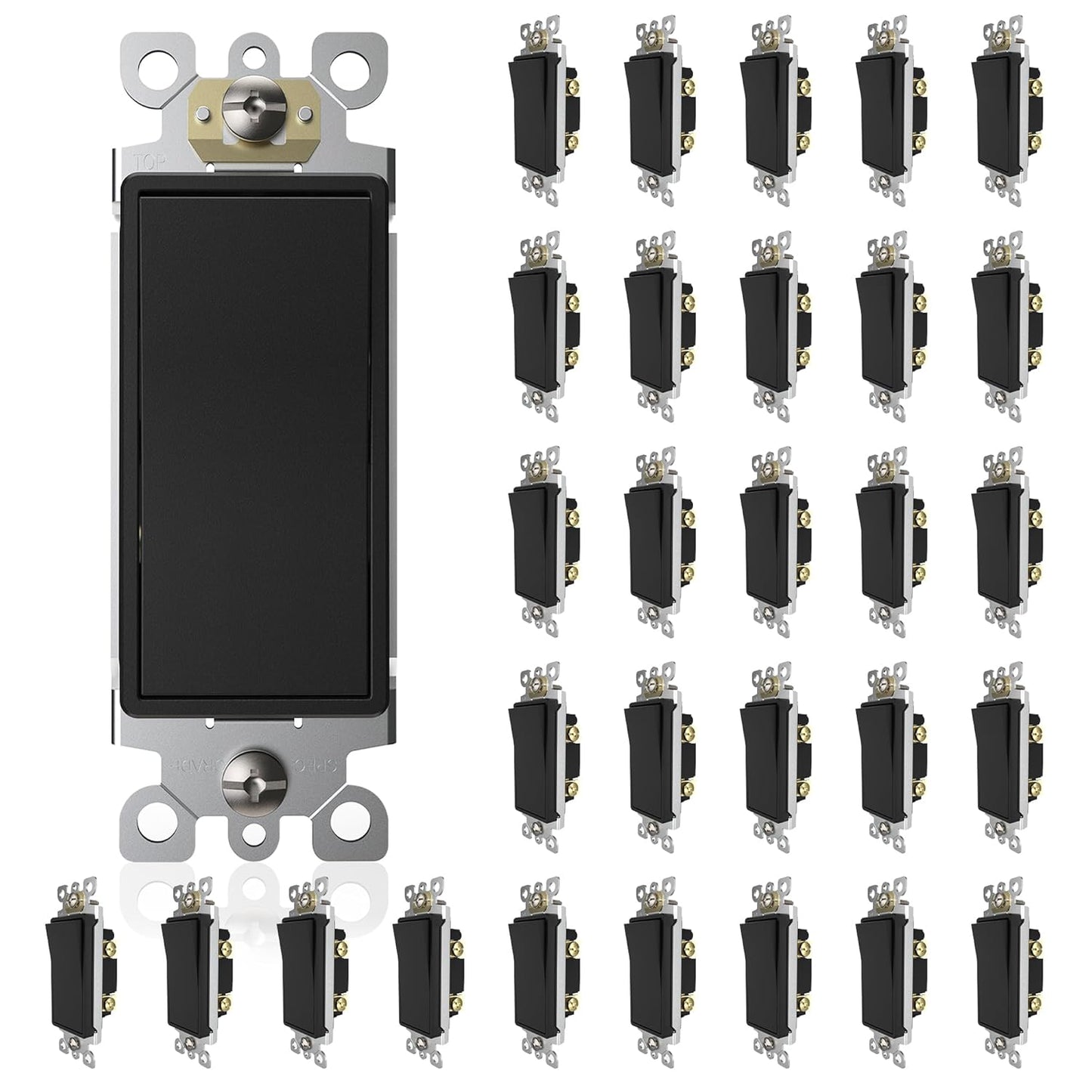 ThunderWay Matte Black Single Pole Wall Light Switch 30-Pack