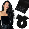 Moresoo Jet Black Clip in Hair Extensions 20in Remy Straight - Full