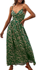 Women's Paisley Maxi Dress Twisted V Neck Sleeveless - Summer Casual