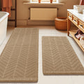 Waffle Bath Mat Set 2 Piece - Absorbent Boho Woven Bath Rugs
