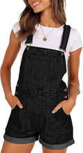 Pink Queen Women's Denim Shortalls Romper - High Waist Casual