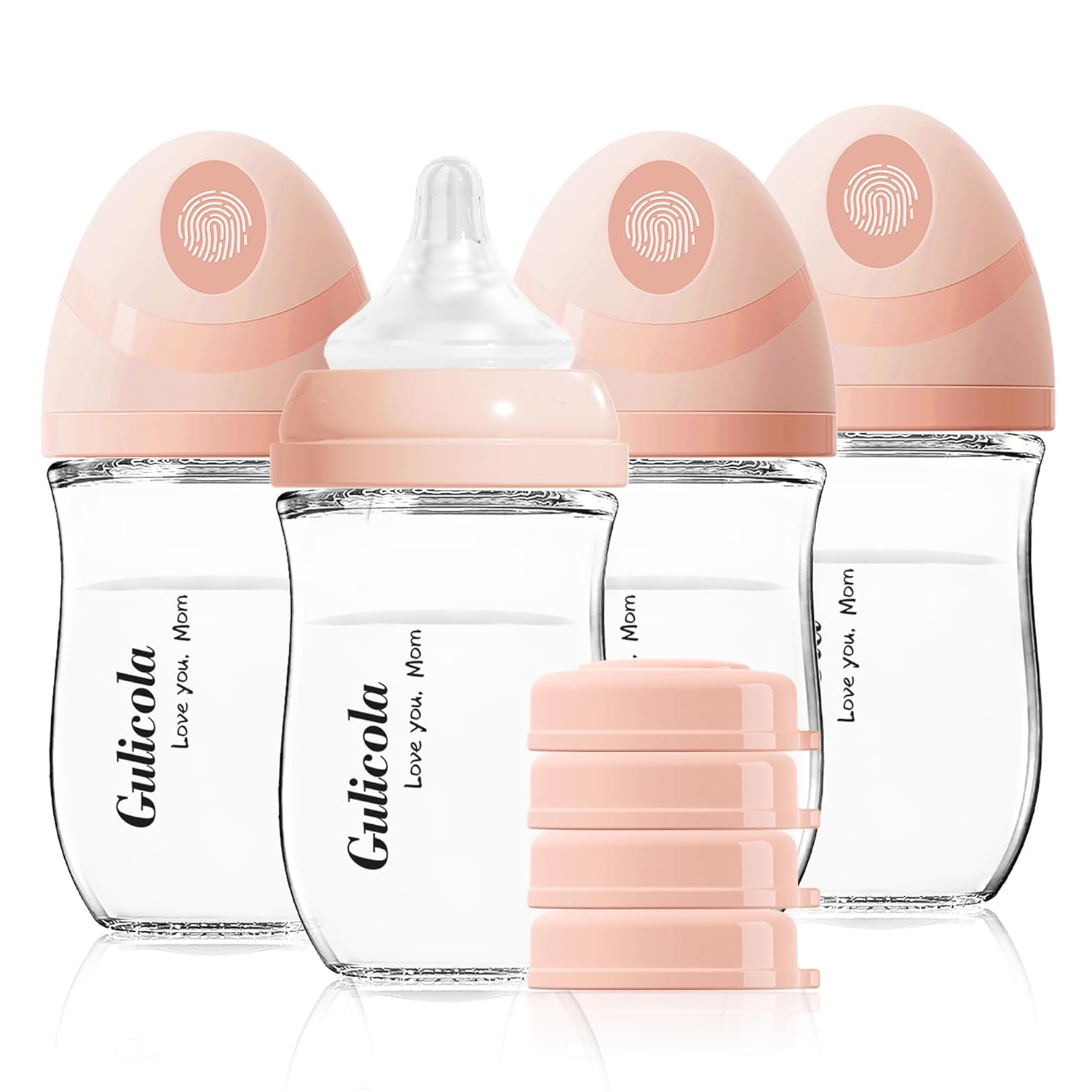 Natural Glass Baby Bottle Set for Newborns - 4 Pack 5 oz