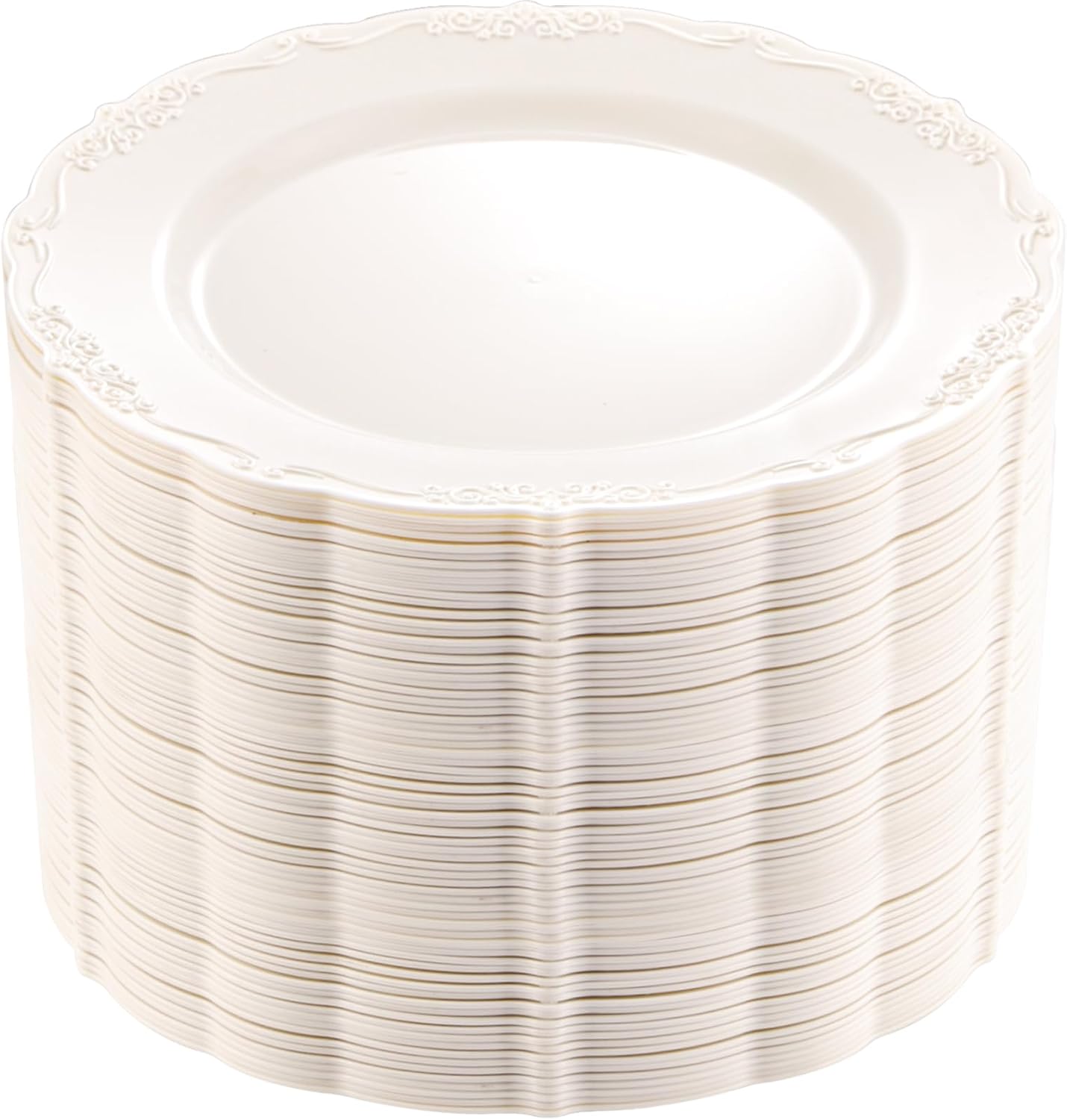 60PCS Ivory Plastic Plates for Elegant Parties and Gatherings