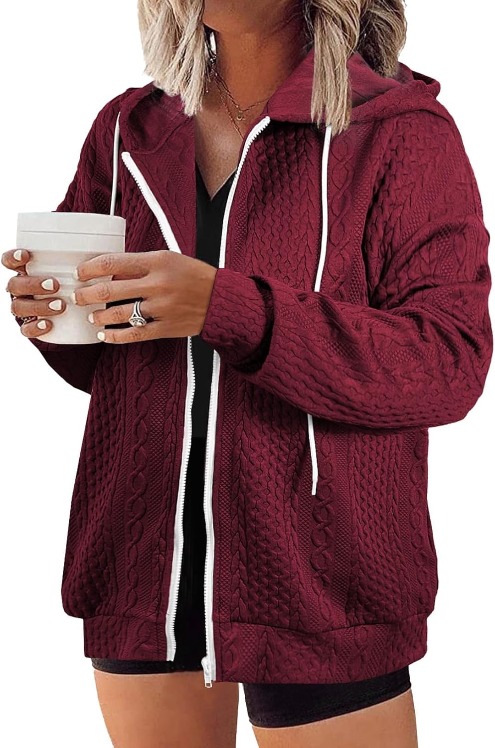 Eytino Plus Size Hoodies Sweatshirt Zip Up Jacket for Women
