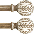 Boho Wood Curtain Rods 48 to 84 in 2 Pack - Rustic, Heavy Duty