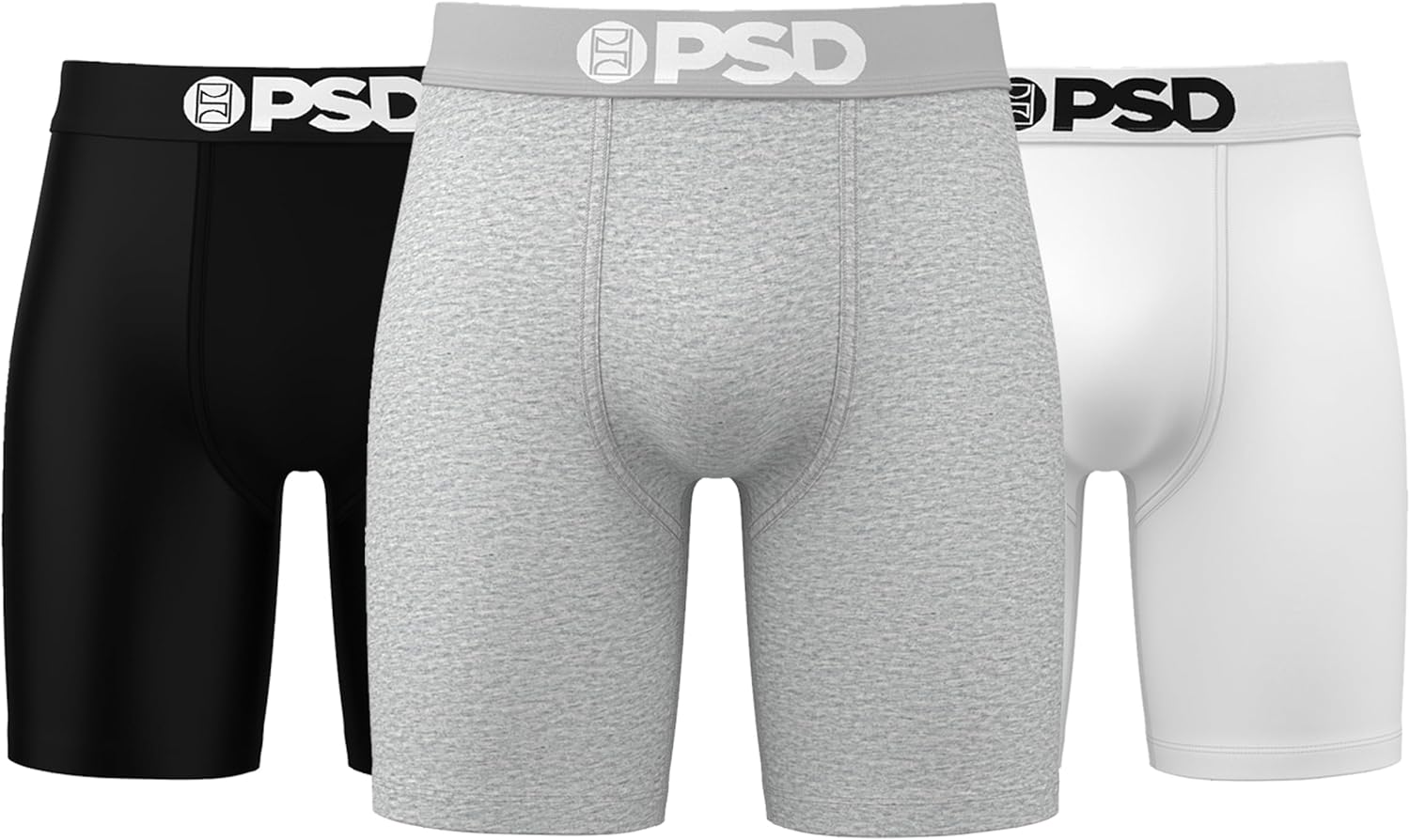 PSD Men's Basic Solid Boxer Briefs - 7 Inch Inseam Comfort