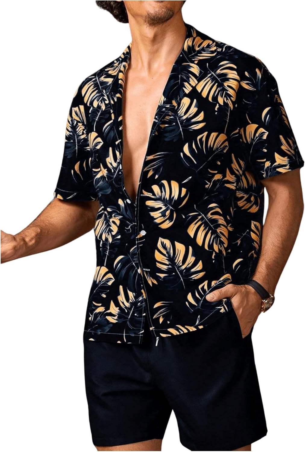 GORGLITTER Men's 2 Piece Floral Vacation Beach Outfits Set